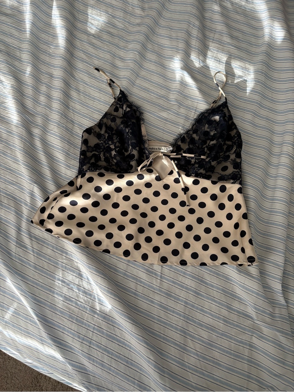 Abercrombie & Fitch Lace and Cream Polka Dot Cami